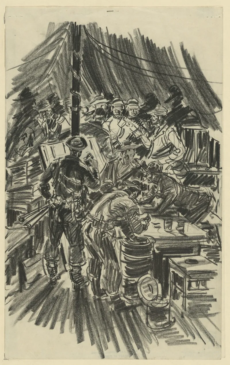 Impression Opurtions Tent Just Before A Bombing Mission Guadalcanal Early 43 Wall Art by Howard Brodie - High-Resolution Digital Print