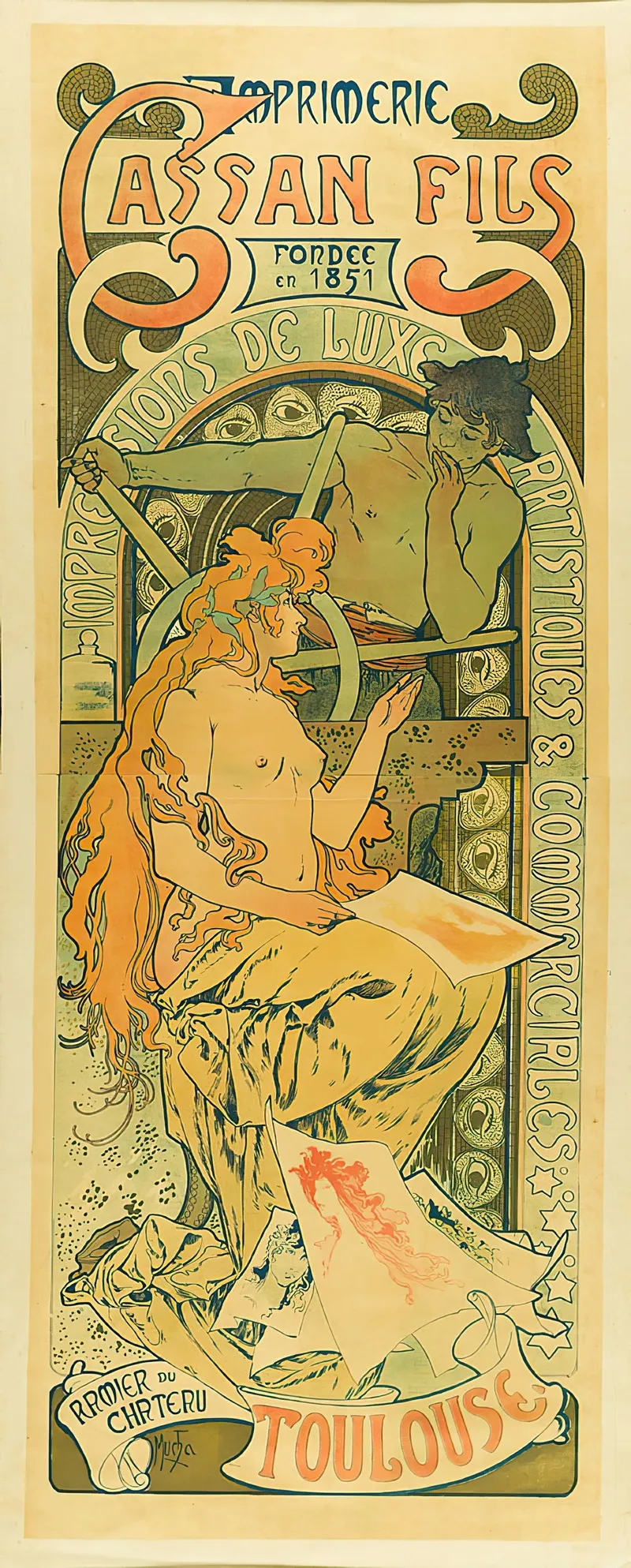 Imprimerie Cassan Fils Fondee En 1851 Toulouse Wall Art by Alphonse Mucha - High-Resolution Digital Print