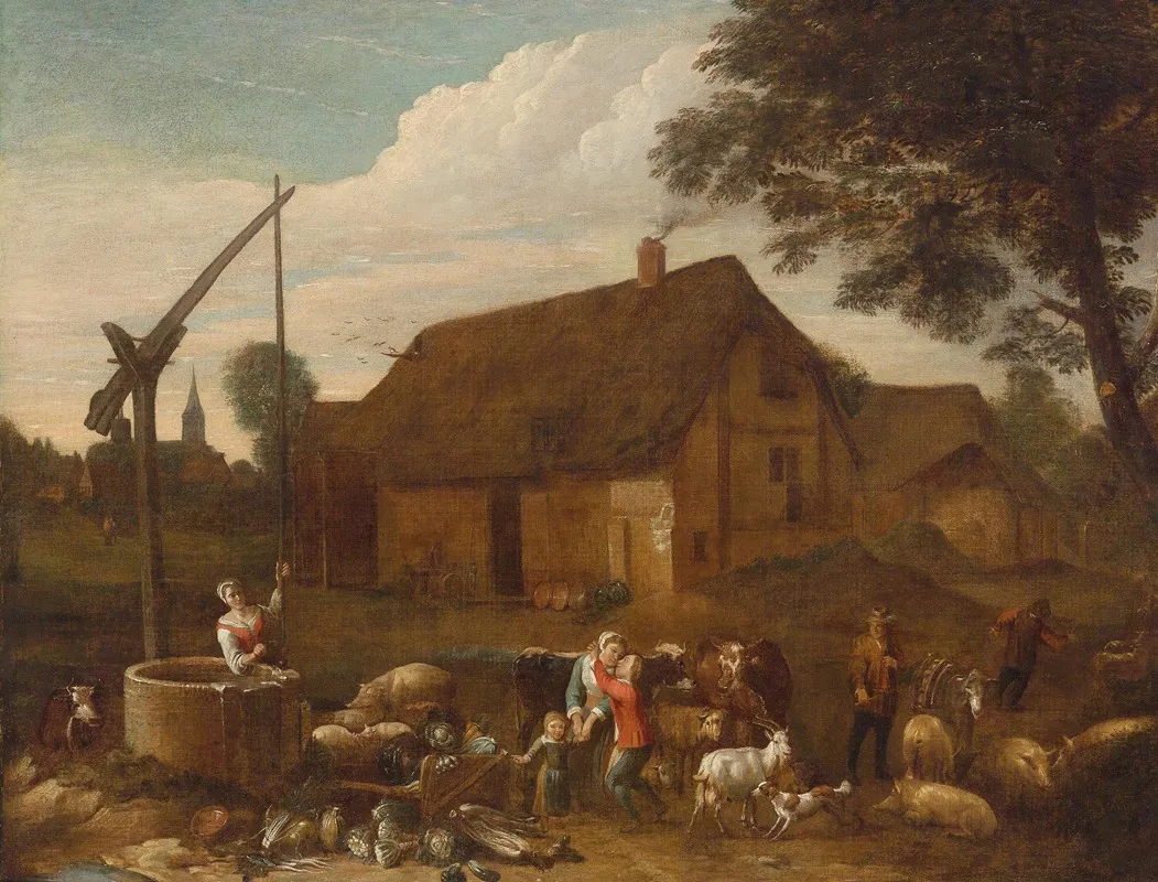 In A Farmyard Wall Art by Egbert van der Poel - High-Resolution Digital Print