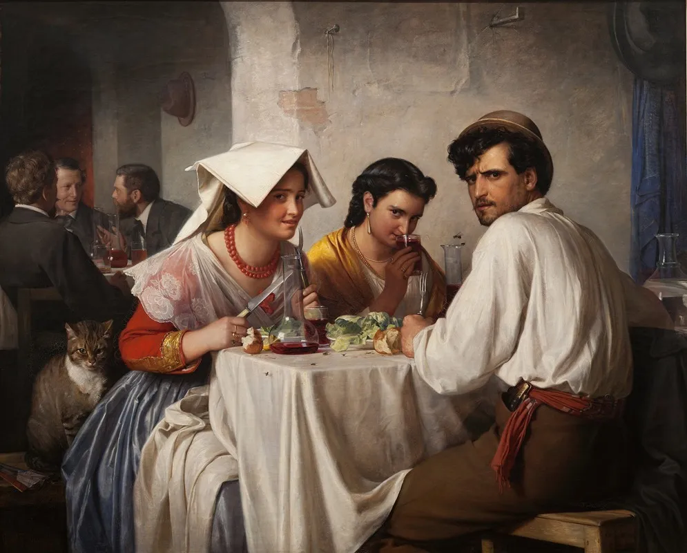 In A Roman Osteria Wall Art by Carl Bloch - High-Resolution Digital Print