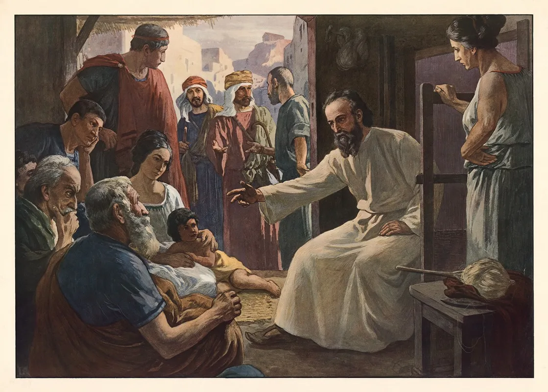 In Aquilas Workshop In Corinth Wall Art by Carl Schmauk - High-Resolution Digital Print