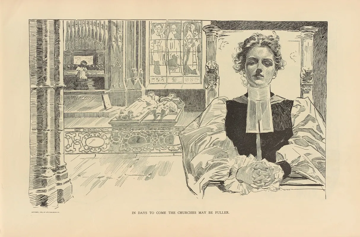In Days To Come The Churches May Be Fuller 2 Wall Art by Charles Dana Gibson - High-Resolution Digital Print