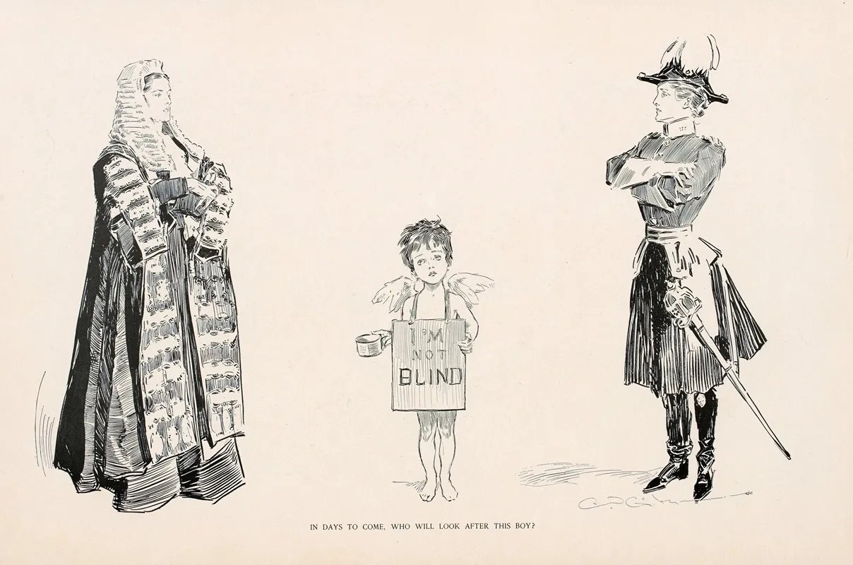 In Days To Come Who Will Look After This Boy Wall Art by Charles Dana Gibson - High-Resolution Digital Print