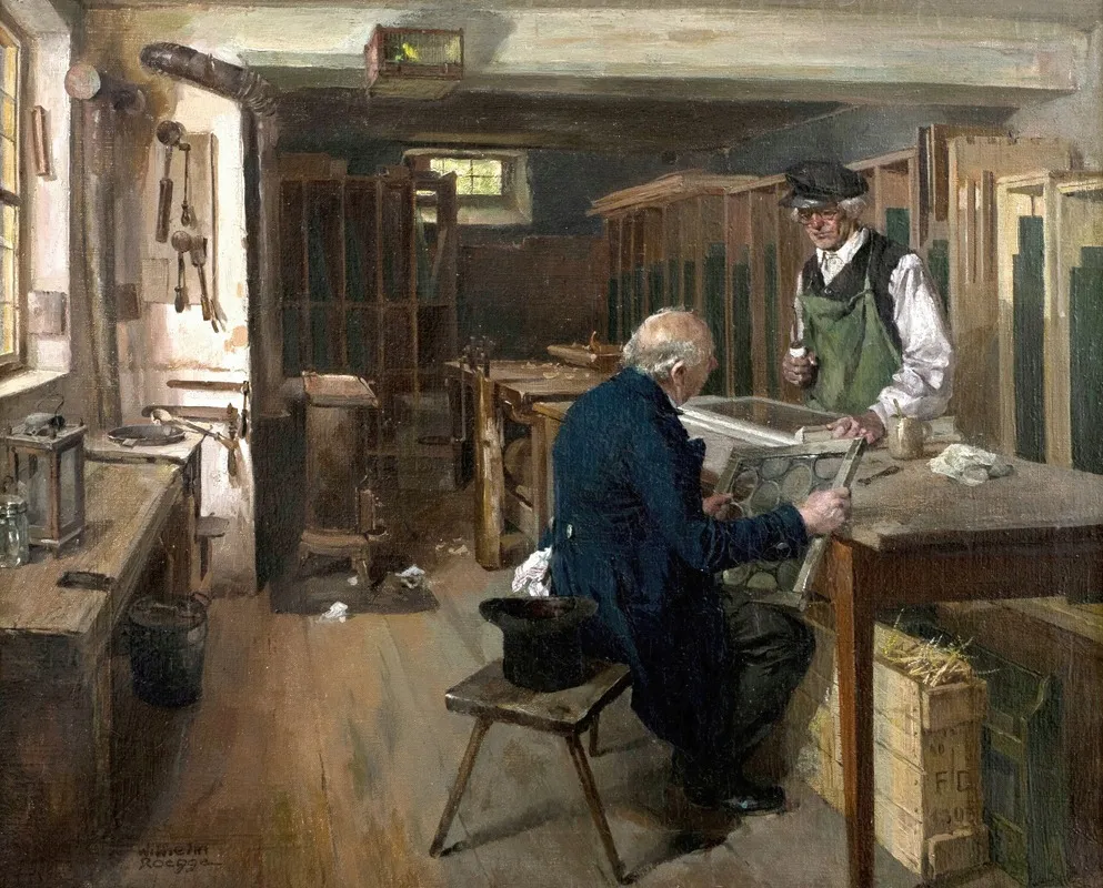 In Der Glaserwerkstatt Wall Art by Wilhelm Rögge der Jüngere - High-Resolution Digital Print