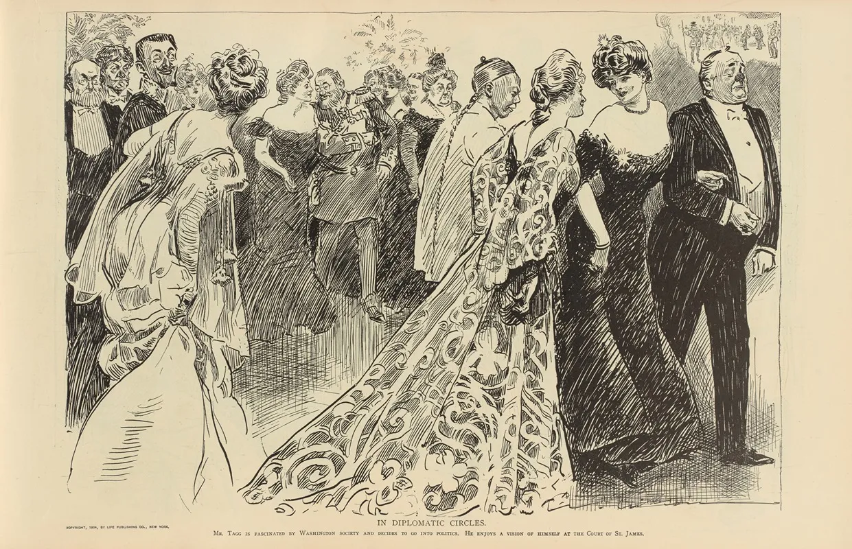 In Diplomatic Circles Wall Art by Charles Dana Gibson - High-Resolution Digital Print