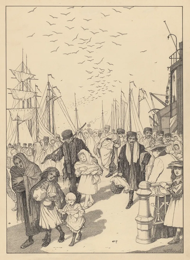 In Lompen Geklede Figuren Op Een Kade Wall Art by Willem Pothast - High-Resolution Digital Print