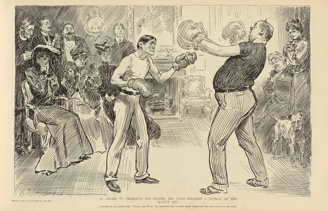 In Order To Preserve His Figure Mr Tagg Becomes A Patron Of The Manly Art Wall Art by Charles Dana Gibson - High-Resolution Digital Print