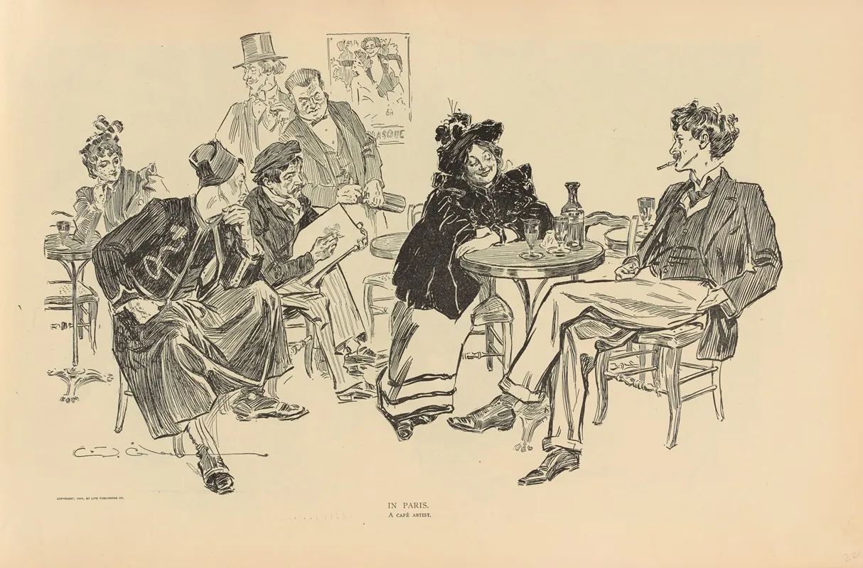 In Paris A Cafe Artist 2 Wall Art by Charles Dana Gibson - High-Resolution Digital Print
