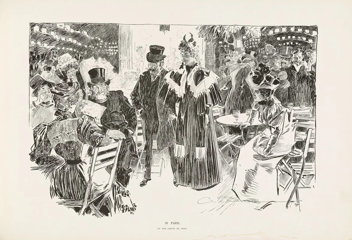 In Paris At The Jardin De Paris Wall Art by Charles Dana Gibson - High-Resolution Digital Print