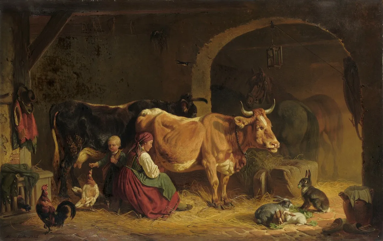 In The Barn Wall Art by Friedrich Voltz - High-Resolution Digital Print