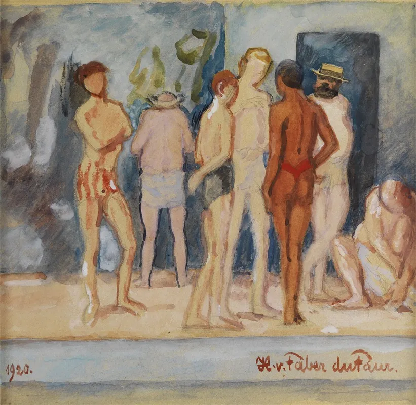 In The Bathhouse Wall Art by Hans von Faber du Faur - High-Resolution Digital Print