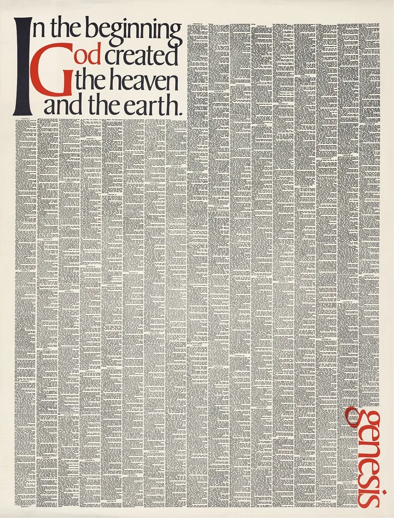 In The Beginning God Created The Heaven And The Earth Genesis Wall Art by Herb Lubalin - High-Resolution Digital Print