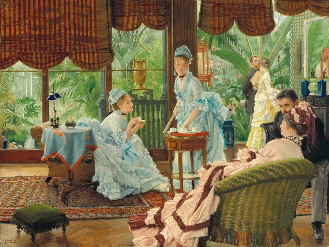 In The Conservatory Rivals Wall Art by James Tissot - High-Resolution Digital Print