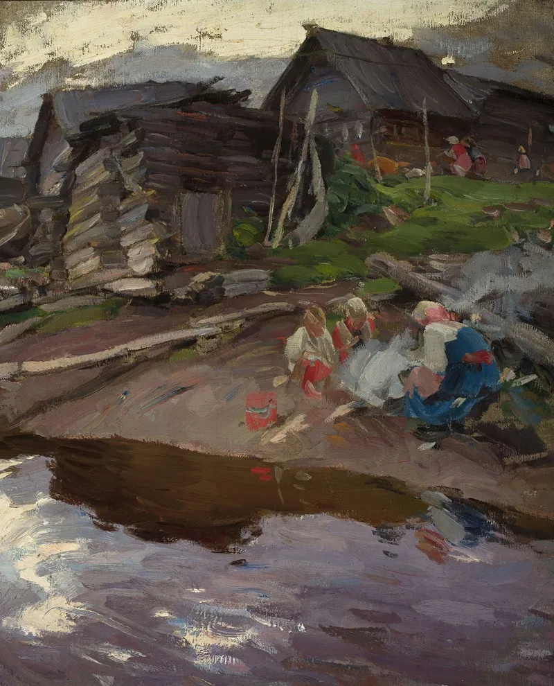 In The Evening 2 Wall Art by Abram Efimovich Arkhipov - High-Resolution Digital Print