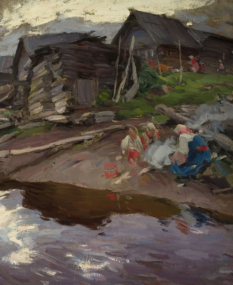 In The Evening Wall Art by Abram Efimovich Arkhipov - High-Resolution Digital Print