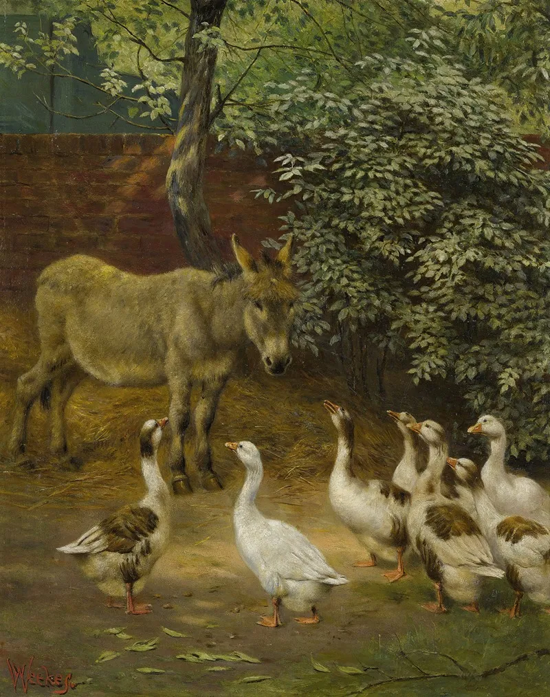 In The Farmyard Wall Art by Herbert William Weekes - High-Resolution Digital Print