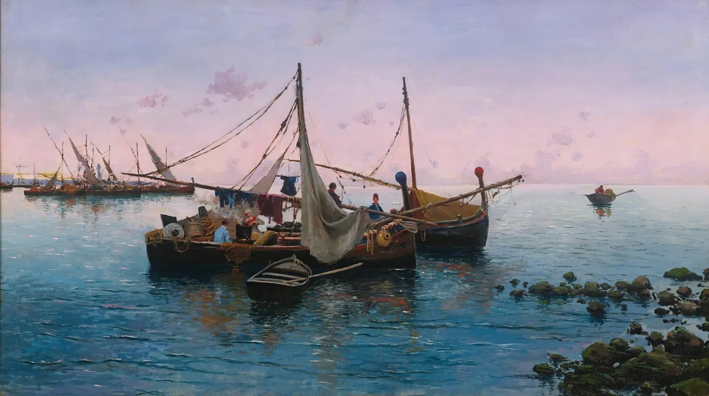 In The Harbor Wall Art by Blas Olleros y Quintana - High-Resolution Digital Print