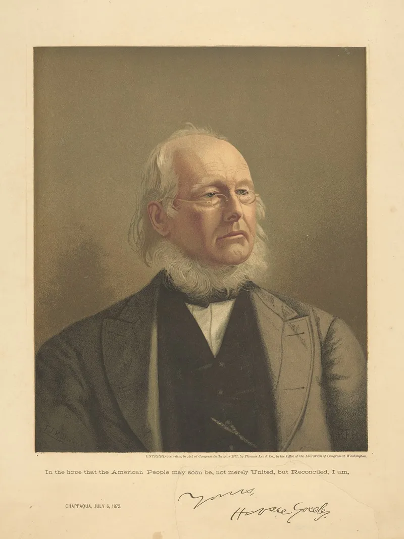 In The Hope That The American People May Soon Be Not Merely United But Reconciled I Am Yours Horace Greeley Wall Art by F.J. Kallenbach - High-Resolution Digital Print