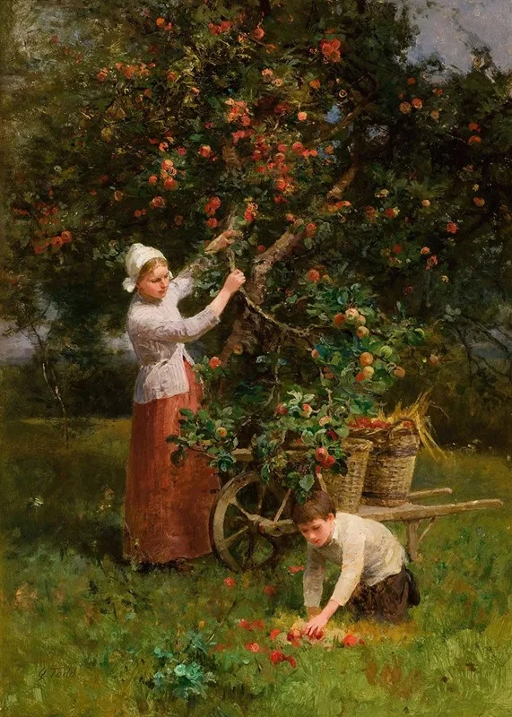 In The Orchard Ecouen France Wall Art by Henry George Todd - High-Resolution Digital Print