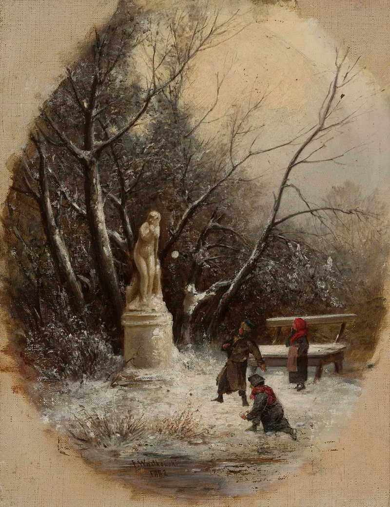 In The Saxon Garden Children At A Statue