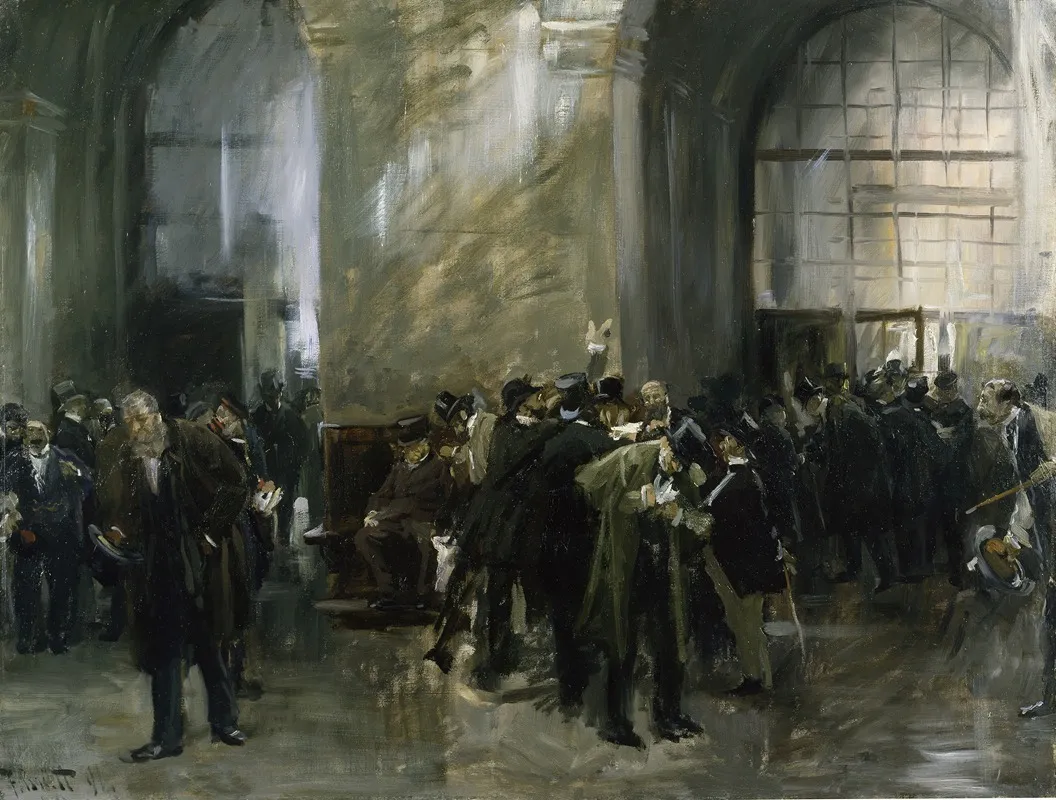 In The Stock Exchange Wall Art by Ferdinand Brütt - High-Resolution Digital Print