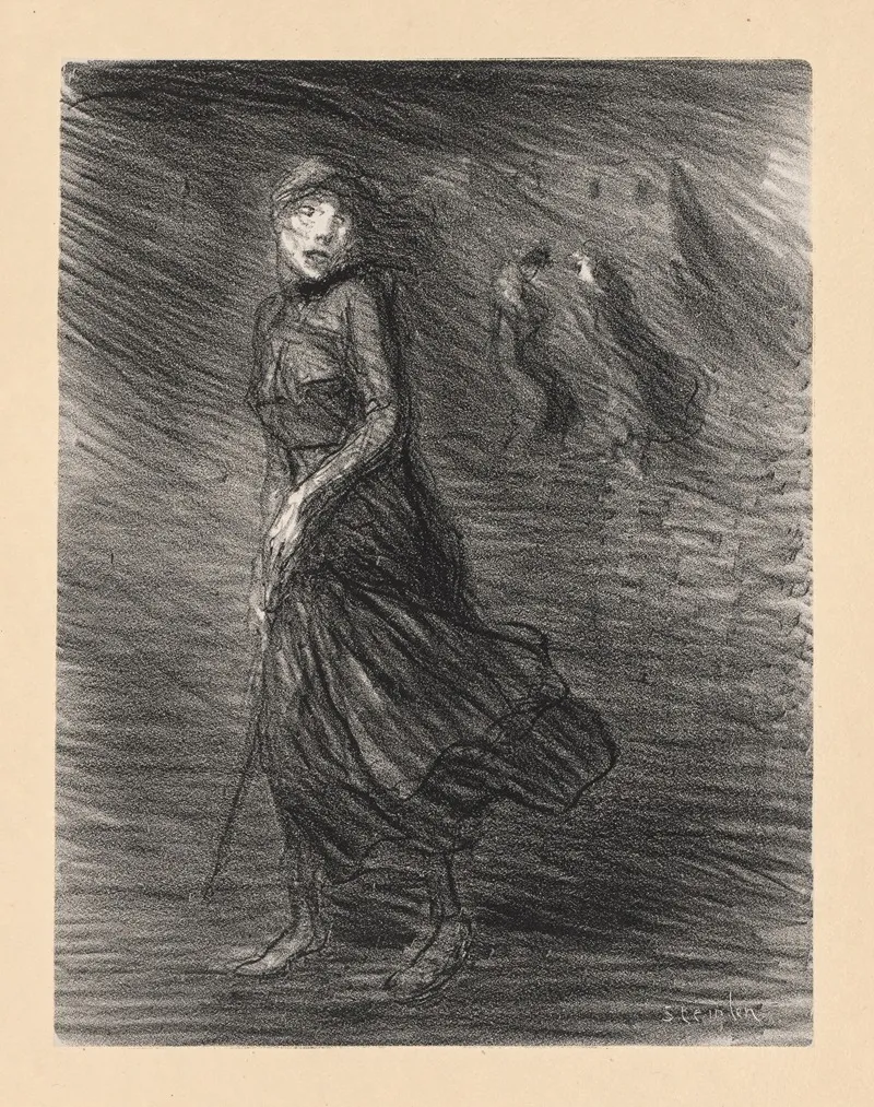 In The Street Dans La Rue Wall Art by Théophile Alexandre Steinlen - Canvas Print