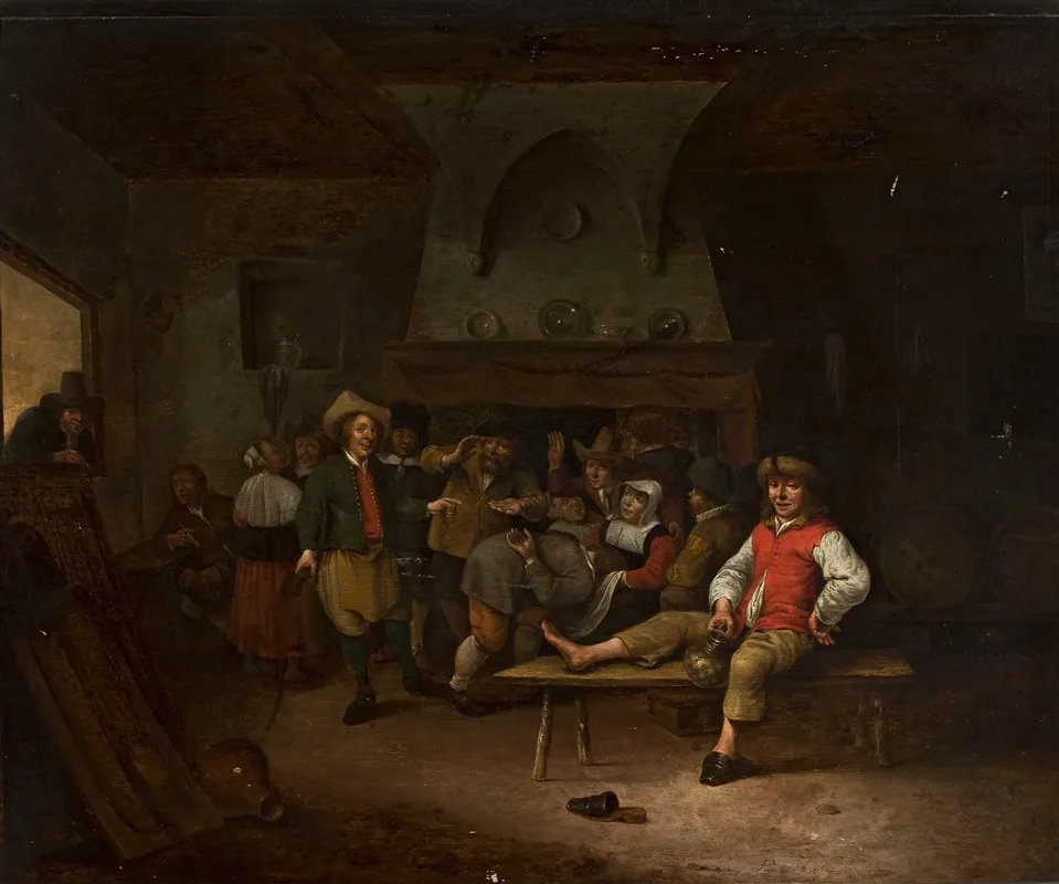 In The Tavern Playing Handjeklap Wall Art by Hendrick Hendricksz Bogaert - High-Resolution Digital Print