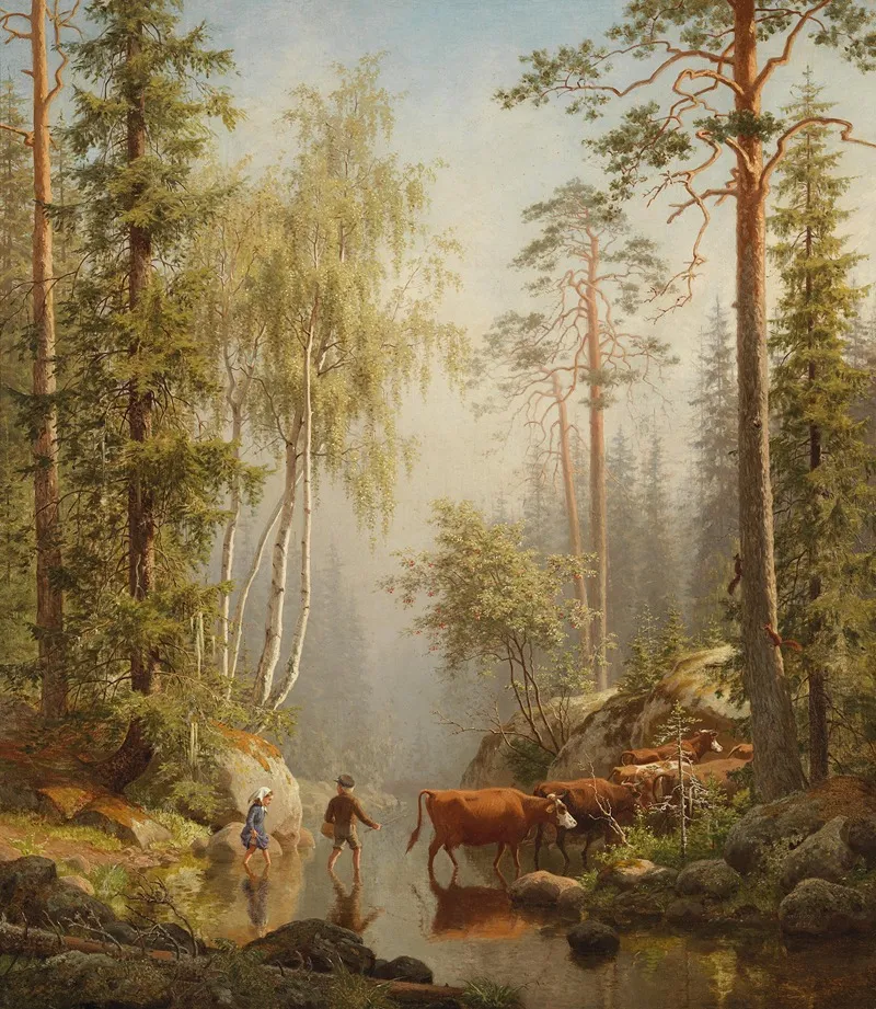 In The Woodland Stream Wall Art by Carl Bøgh - High-Resolution Digital Print