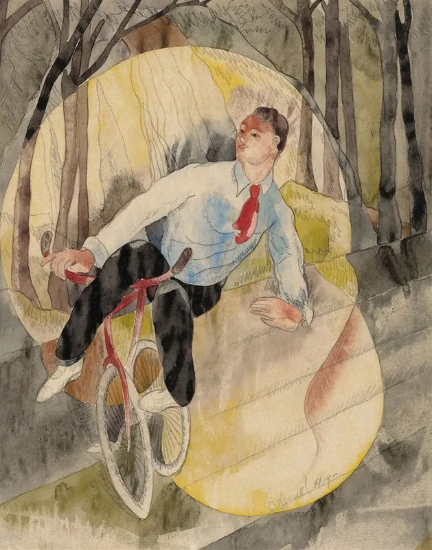 In Vaudeville The Bicycle Rider Wall Art by Charles Demuth - High-Resolution Digital Print