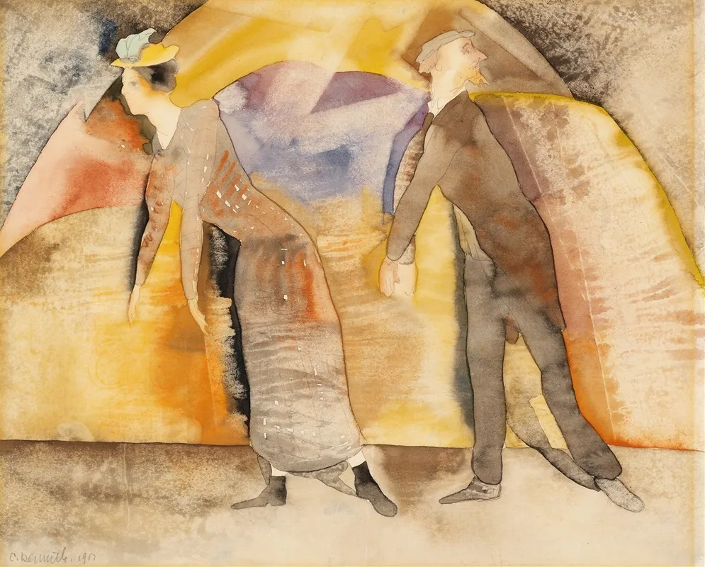 In Vaudevillewoman And Man On Stage Wall Art by Charles Demuth - High-Resolution Digital Print