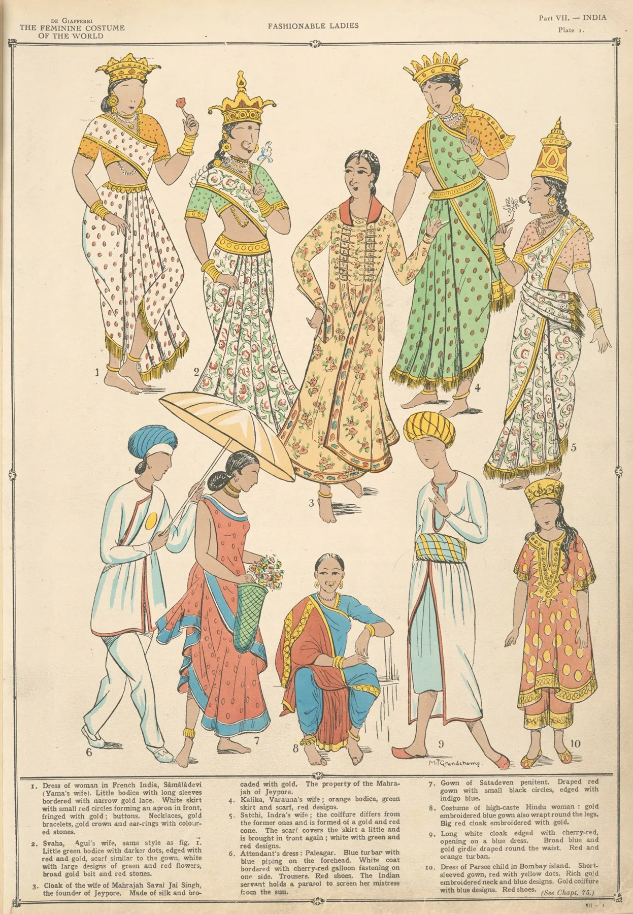 India Fashionable Ladies Wall Art by Paul Louis de Giafferri - High-Resolution Digital Print