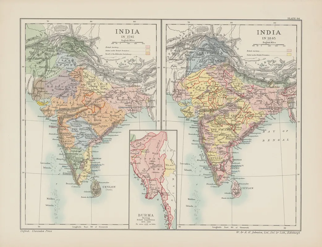 India‎ ‎in‎ ‎1792‎ ‎and 1845 Wall Art by Reginald Lane Poole - High-Resolution Digital Print