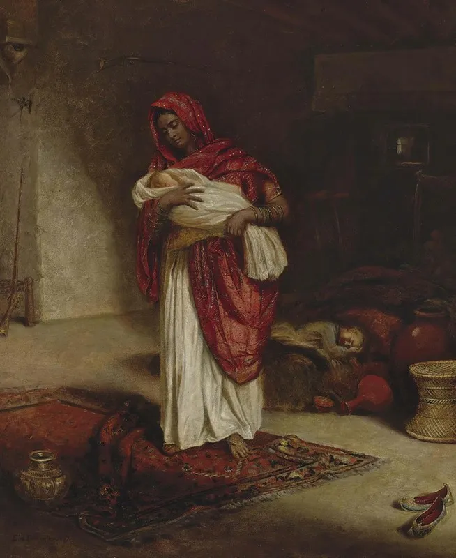 Indian Ayah With Sleeping Children Wall Art by Emma W. Fullerton - High-Resolution Digital Print