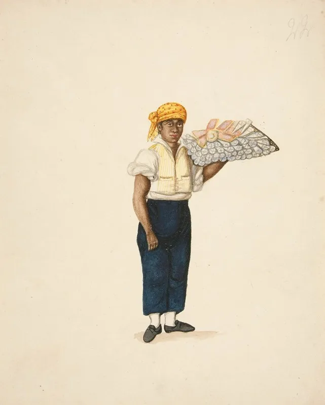 Indian Man Carrying Tray Wall Art by Francisco Fierro - High-Resolution Digital Print