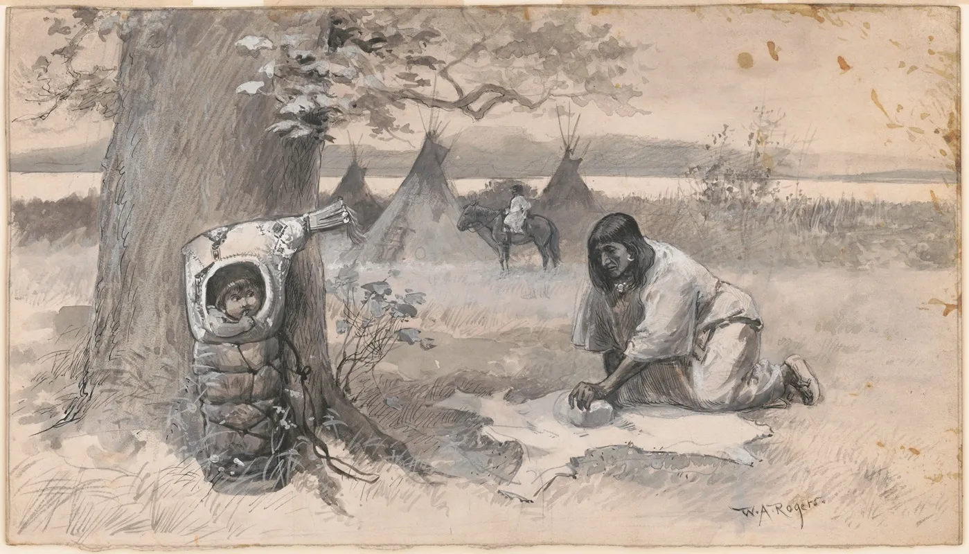 Indian Mother And Baby Wigwam