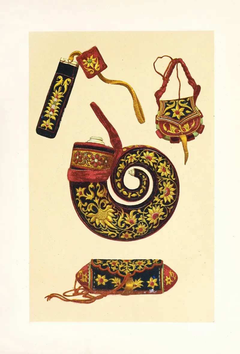 Indian Powder Horn And Three Pieces Of Matchlock Furniture Wall Art by John Charles Robinson - High-Resolution Digital Print