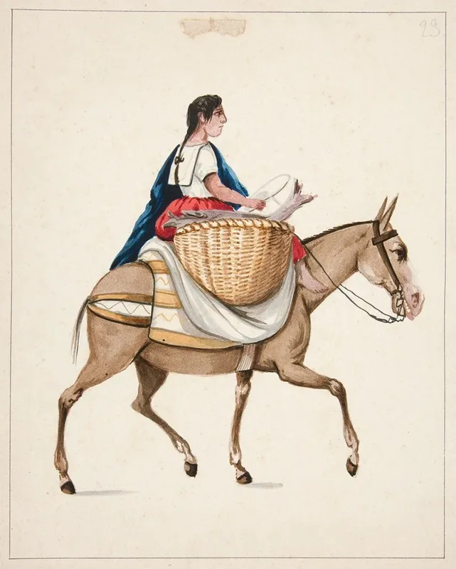Indian Woman On Horseback Wall Art by Francisco Fierro - High-Resolution Digital Print