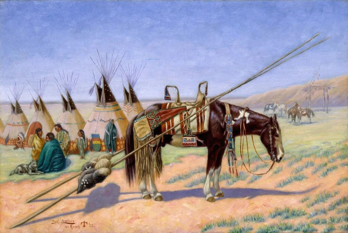 Indians In Camp At 101 Ranch Wall Art by Emil W. Lenders - High-Resolution Digital Print