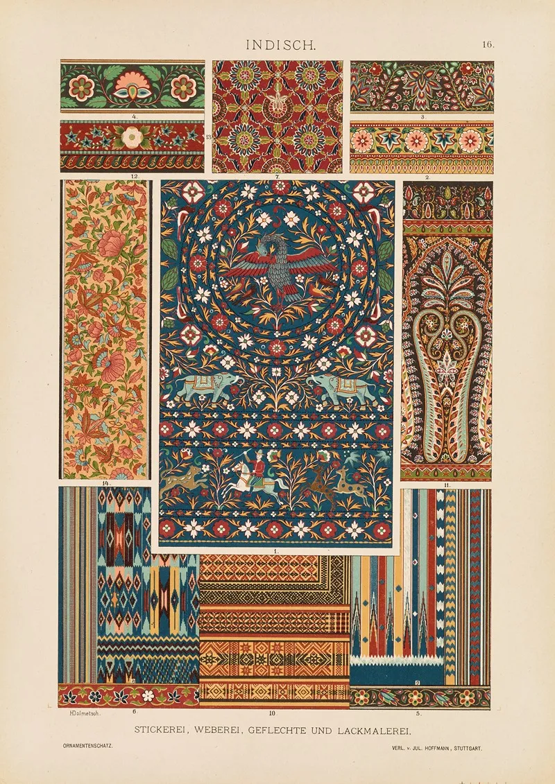 Indisch Stickerei Weberei Geflechte Und Lackmalerei Wall Art by Heinrich Dolmetsch - High-Resolution Digital Print