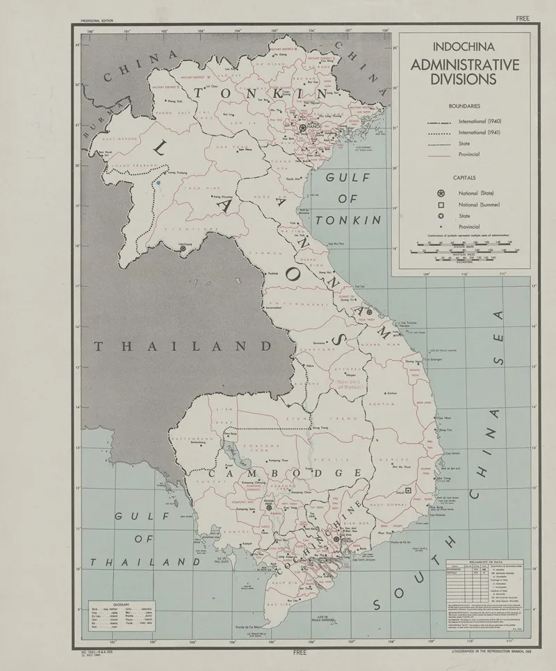 Indochina Administrative Divisions Wall Art by Office of Strategic Services - High-Resolution Digital Print