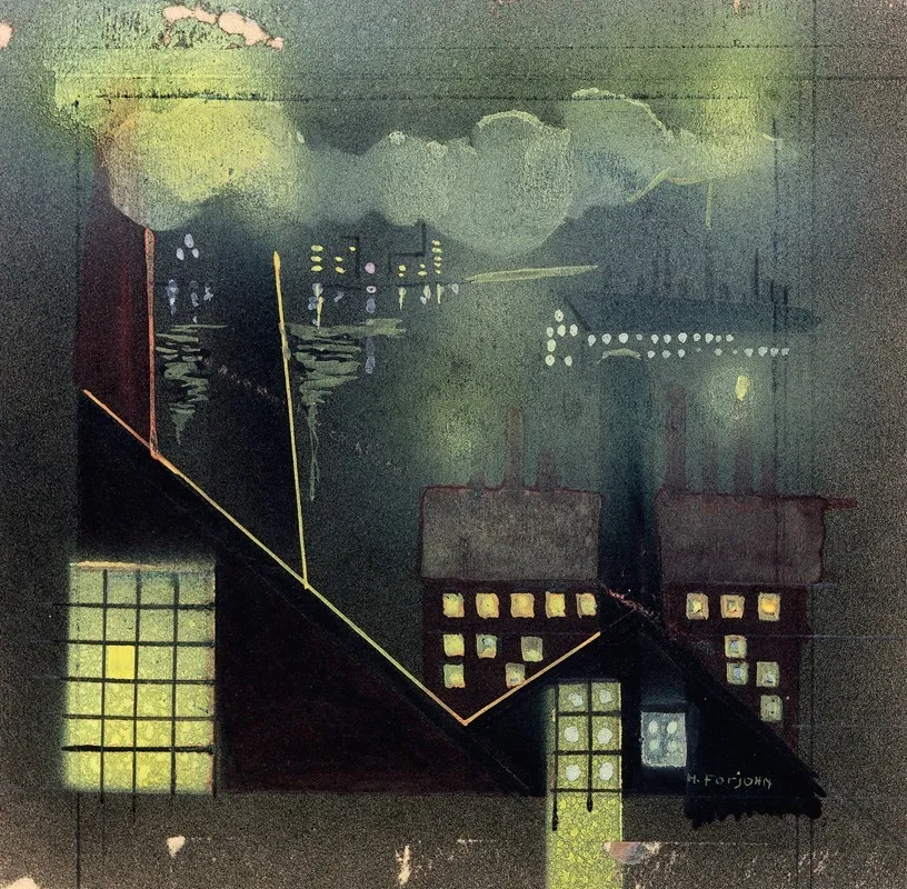 Industry At Night Wall Art by Horatio C. Forjohn - High-Resolution Digital Print