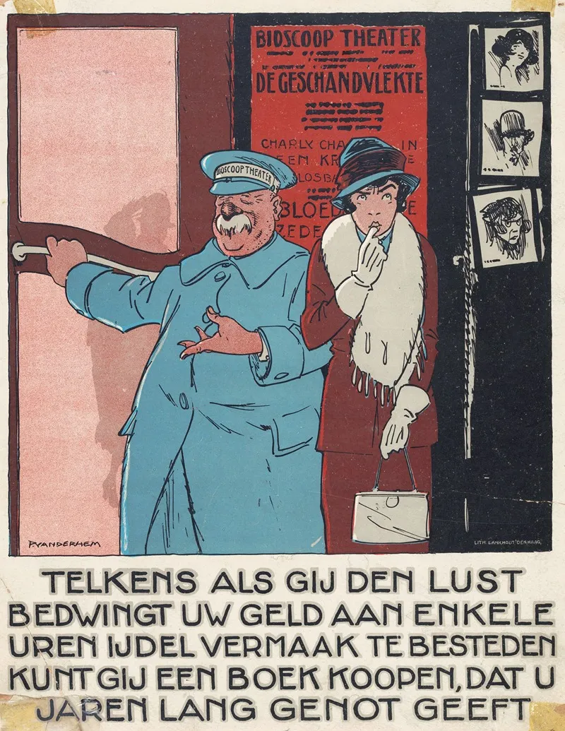 Ingang Van Een Bioscoop Met Een Vrouw En Een Portier Wall Art by Henri Lankhout - High-Resolution Digital Print