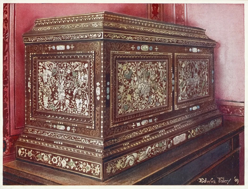 Inlaid Jewel Casket Of Walnut Wood Panelled Front Sides And Top Wall Art by Edwin Foley - High-Resolution Digital Print