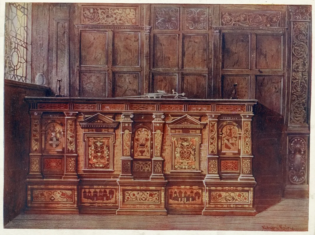 Inlaid Muniment Chest Presented By Sir Hugh Offley When Lord Mayor Of London In 1556 To St Mary Overie Now St Saviours Southwark Cathedral Wall Art by Edwin Foley - High-Resolution Digital Print