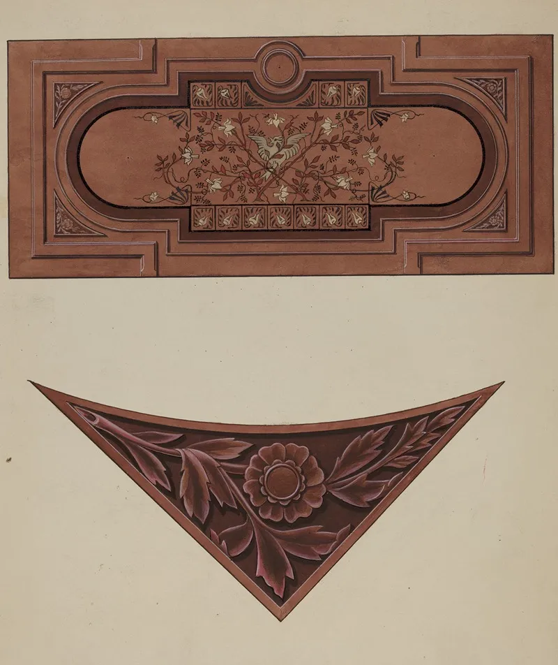 Inlaid Wood Panel Wall Art by William A. Kropp - High-Resolution Digital Print