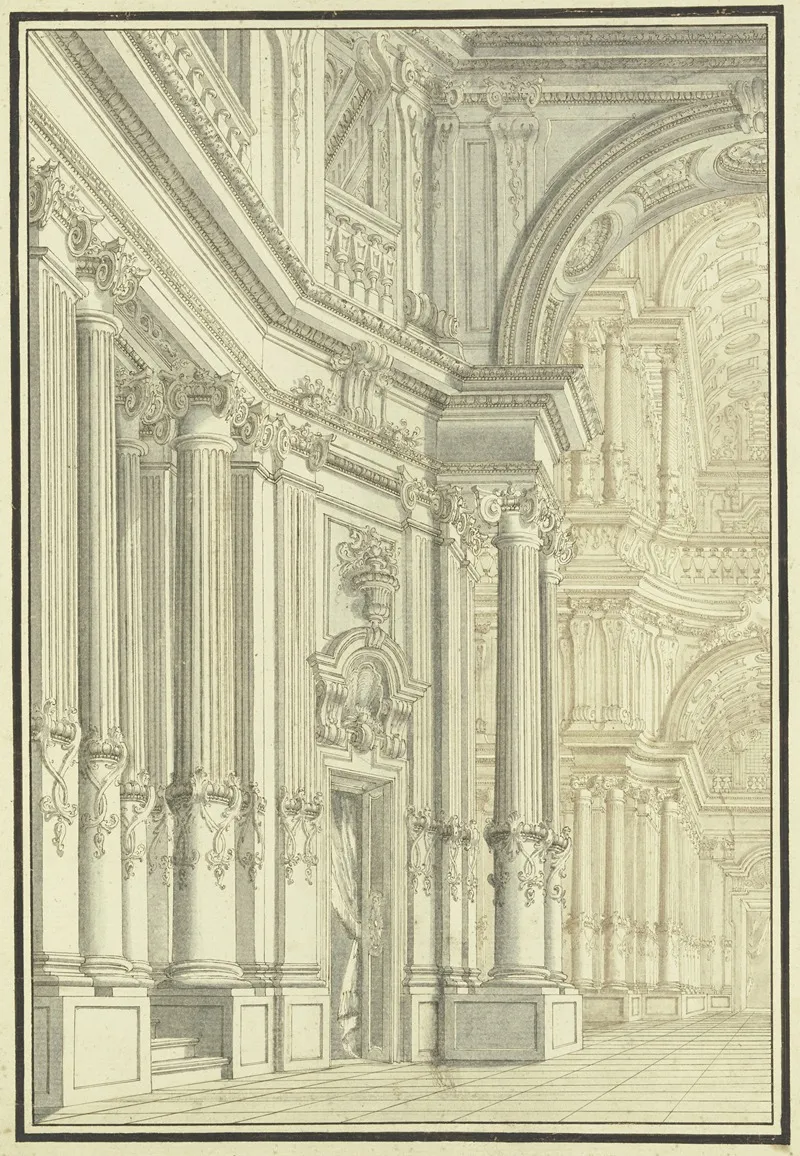 Innenraum Einer Barocken Kirche Wall Art by Giacomo Antonio Mannini - High-Resolution Digital Print