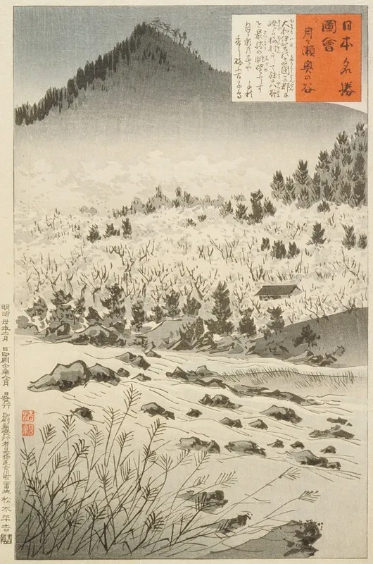 Inner Valley At Tsukigase Wall Art by Kobayashi Kiyochika - High-Resolution Digital Print