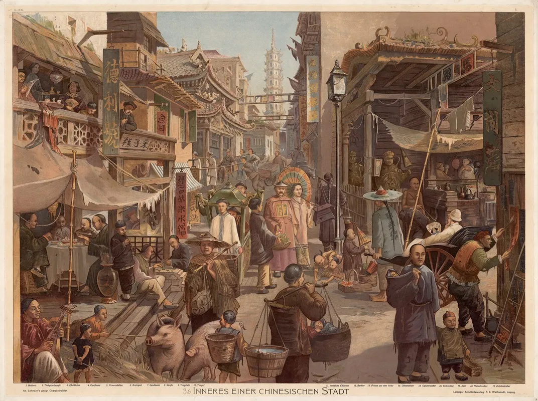 Inneres Einer Chinesischen Stadt Wall Art by Adolf Lehmann - High-Resolution Digital Print