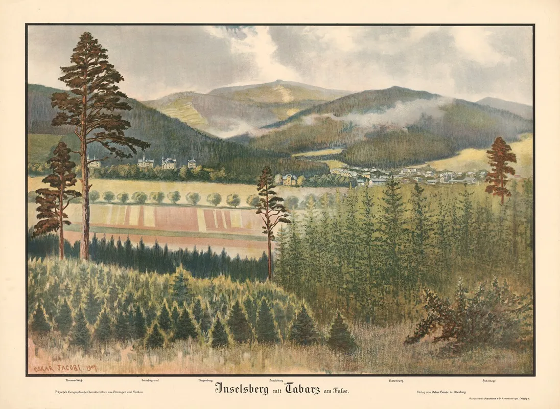 Inselsberg Mit Tabarz Am Fusse Wall Art by Oskar Jacobi - High-Resolution Digital Print