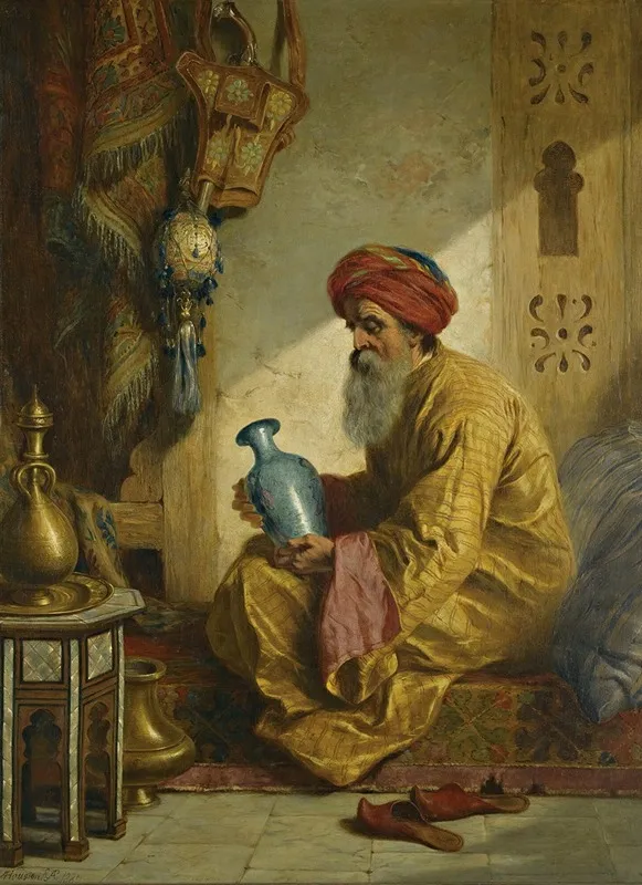 Inspecting The Vase Wall Art by John Adam Houston - High-Resolution Digital Print